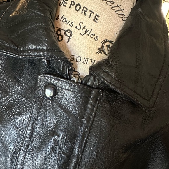 Leather Bomber Jacket Vintage Patchwork - Picture 12 of 13